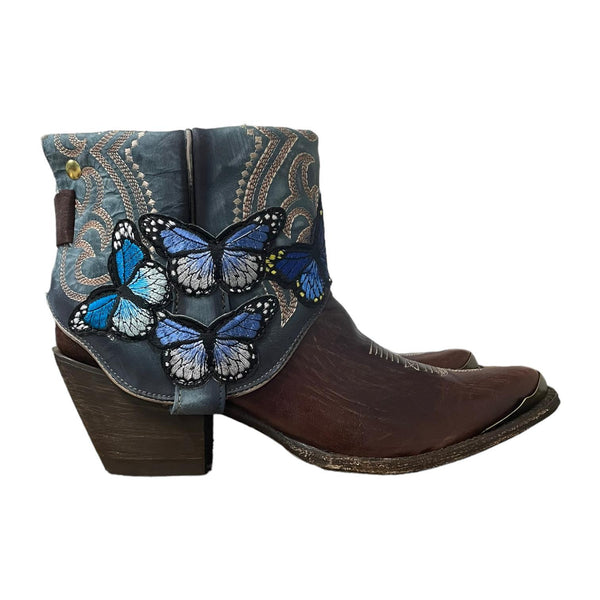 10 Brown & Blue with Butterfly Patches Canty Boots®