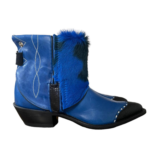 8.5 Blue & Black Hair-on Hide Canty Boots®