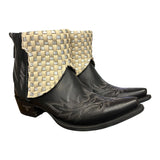 7.5 Embroidered Black & Metallic Woven Leather Canty Boots®