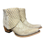 9.5 Embroidered White & Metallic Woven Leather Canty Boots®