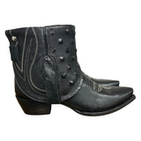 8.5 Embroidered Black & Studded Black Leather Canty Boots® with Star Inlay