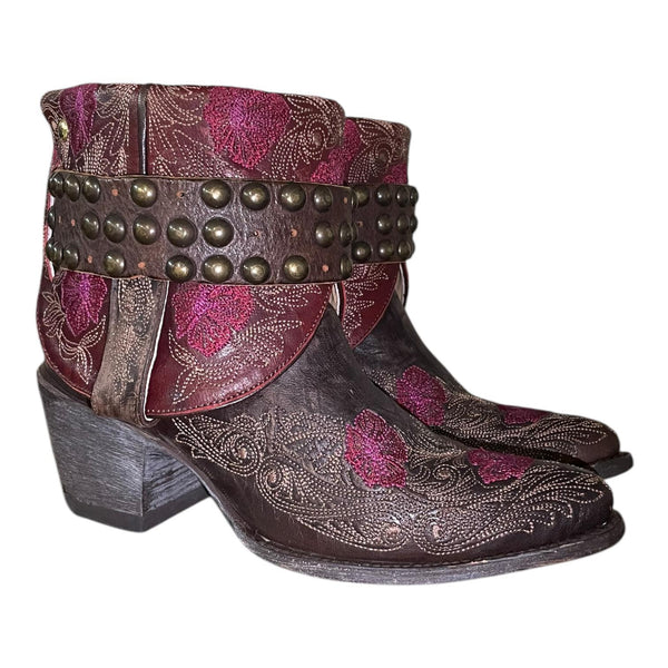 7 Brown & Purple with Floral Embroidery Canty Boots®