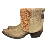 7 Embroidered Tan & Pressed Floral Leather Canty Boots®