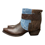 10 Embroidered Brown & Designer Denim Canty Boots®