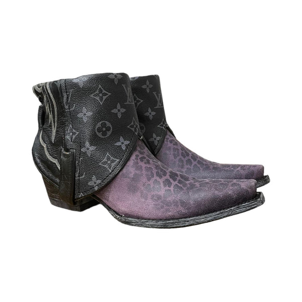 8.5 Black & Purple Leopard with Designer Canty Boots®