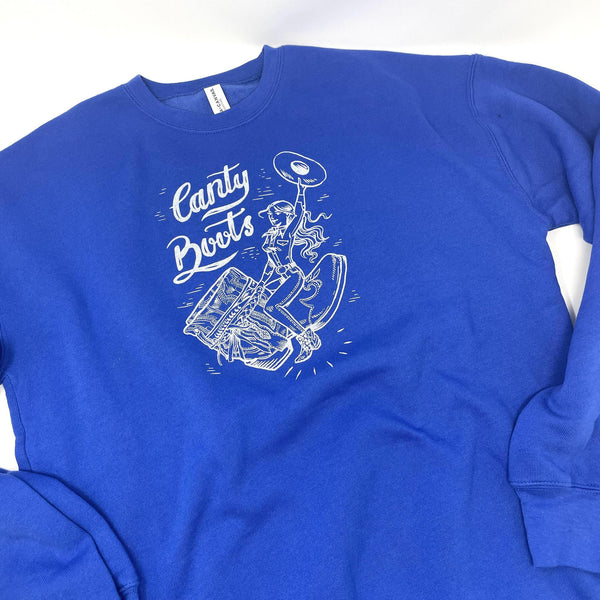 Unisex Cowgirl Riding on Canty Boot Sweatshirt - XXL Only