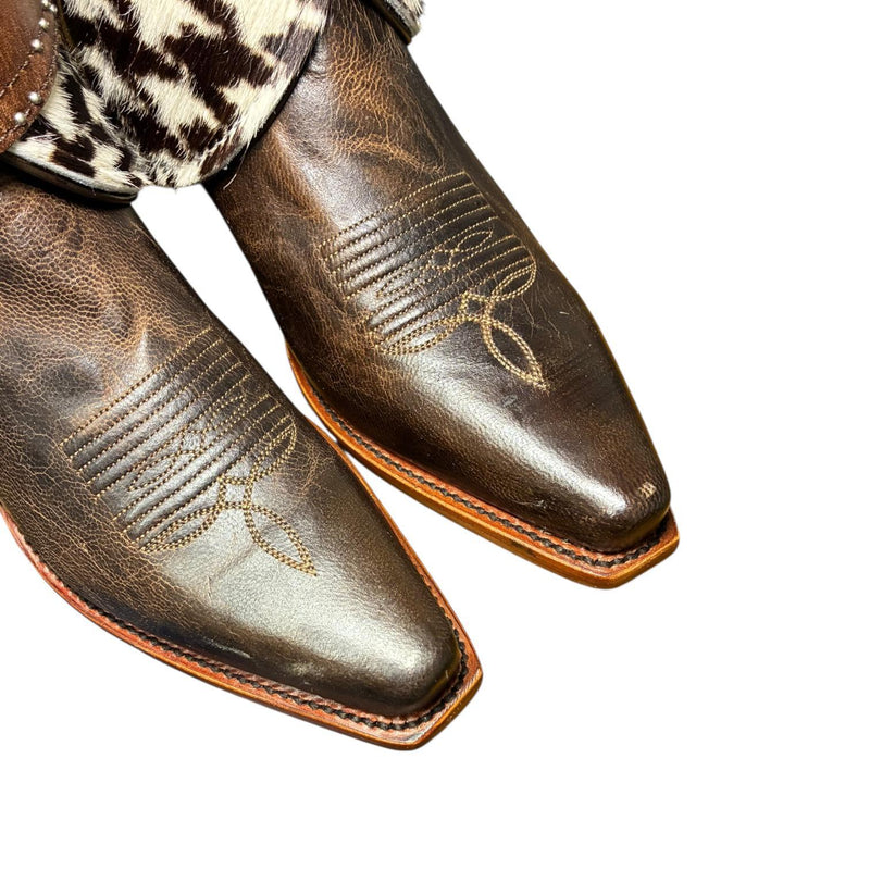 8.5 Brown & Houndstooth Hair-on Hide Canty Boots®