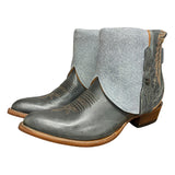 8.5 Blue-Gray & Blue Leather Canty Boots® with Star Inlay