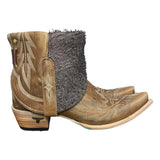 9 Embroidered Brown & Textured Leather Canty Boots®