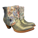 9 Gold Glitter & Butterfly Printed Hair-on Hide Canty Boots®