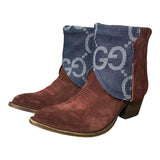 9 Deep Red Rough Out & Designer Denim Canty Boots®