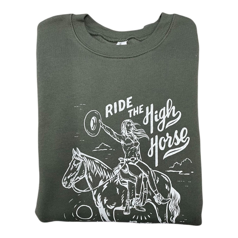 Military Green High Horse Sweatshirt