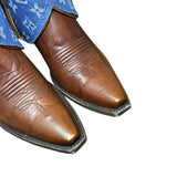 8.5 Embroidered Brown & Designer Denim Canty Boots®