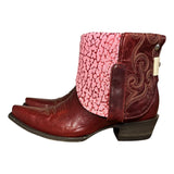9 Red & Marbled Pink Leather Canty Boots®