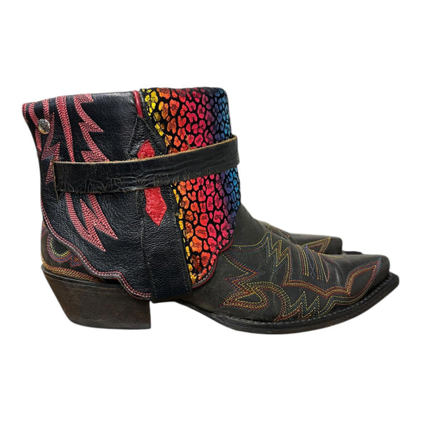 9 Embroidered Black & Metallic Leopard Print Canty Boots®