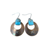Copper Disk with Turquoise Earrings