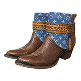8.5 Embroidered Brown & Designer Denim Canty Boots®