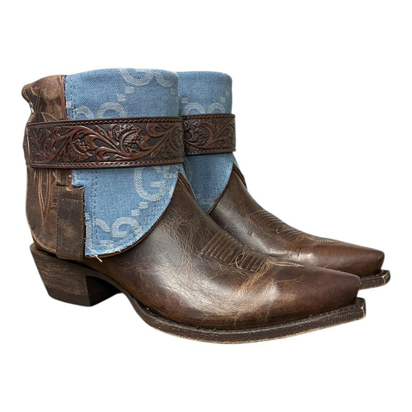 10 Embroidered Brown & Designer Denim Canty Boots®