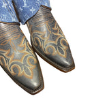 9 Embroidered Blue & Designer Denim Canty Boots® with Amber Concho