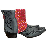 11 Embroidered Black & Red Shweshwe Fabric Canty Boots®