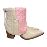 9.5 Pale Pink & Designer Stacked Heel Canty Boots®