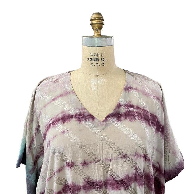 Mauve Tie Dye Long Silk Caftan