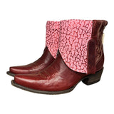 9 Red & Marbled Pink Leather Canty Boots®