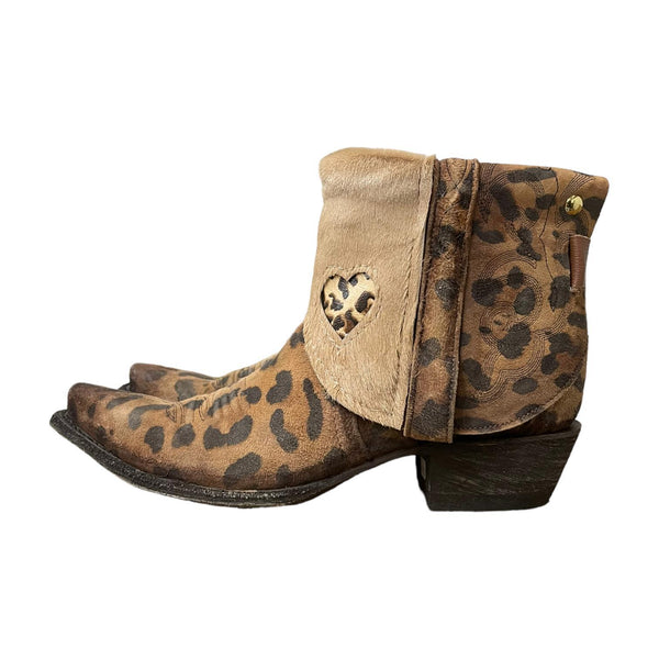 9 Leopard & Hair-on Hide Canty Boots® with Heart Inlay