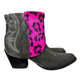 9 Charcoal Rough Out & Pink Leopard Hair-on Hide Canty Boots®