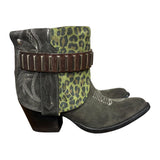 7 Charcoal Rough Out & Green Leopard Canty Boots®