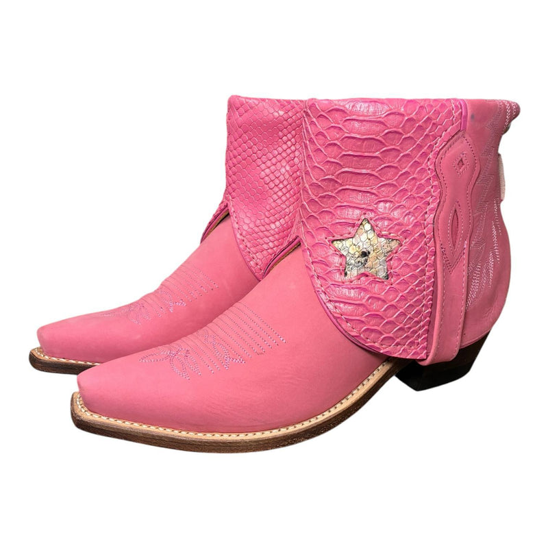 8 Pink & Embossed Leather Canty Boots® with Star Inlay