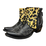 10 Embroidered Black & Leopard Hair-on Hide Canty Boots®