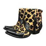 8.5 Tooled Black & Leopard Hair-on Hide Canty Boots®