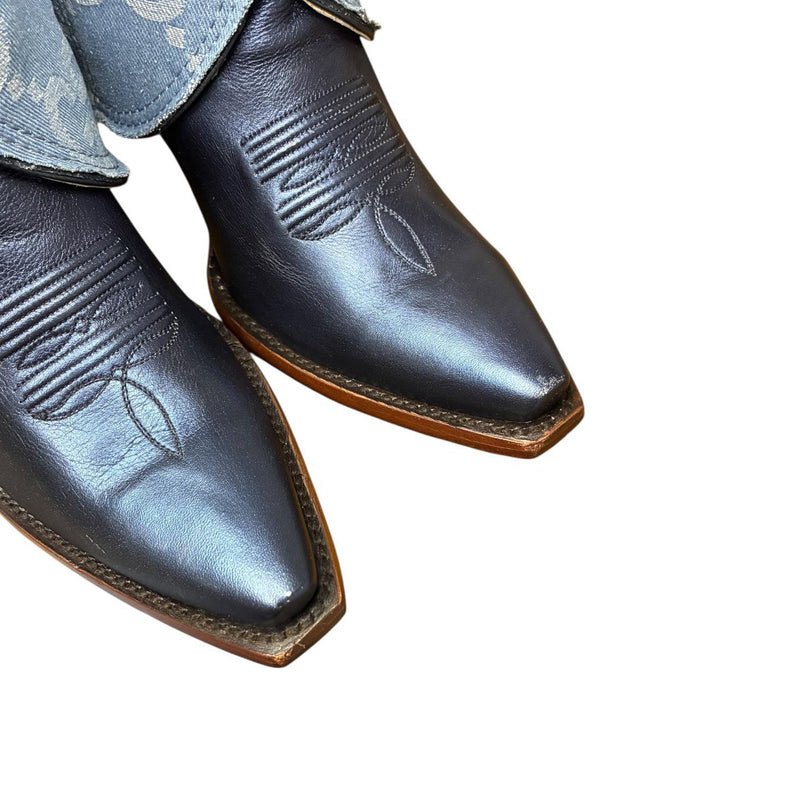 8 Metallic Navy Blue & Designer Denim Canty Boots®