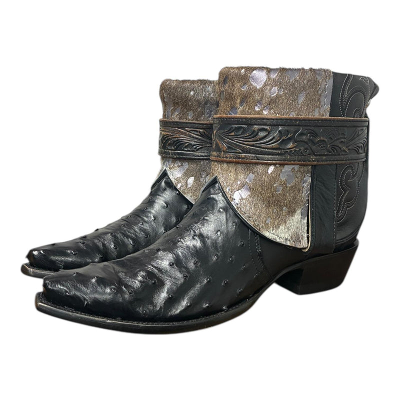 9.5 Exotic Black & Silver Spotted Hair-on Hide Canty Boots®