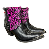 9.5 Black & Pink Leopard Hair-on Hide Canty Boots®