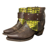 7 Brown & Green Scale Leather Canty Boots®
