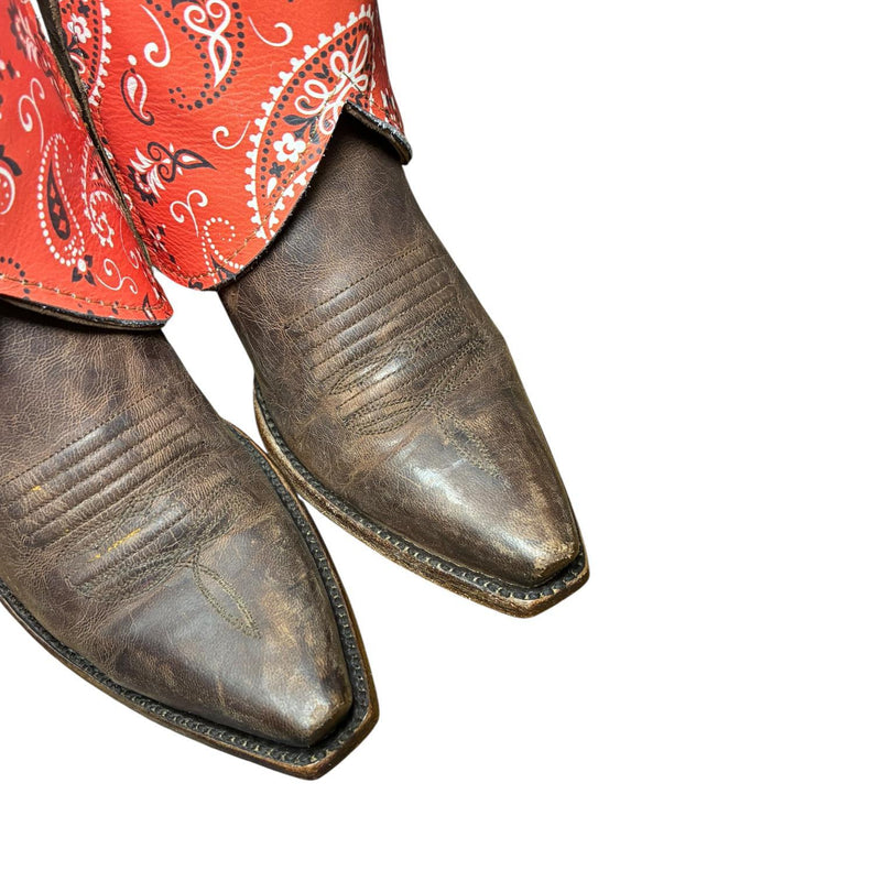 6 Embroidered Brown & Bandana Print Canty Boots®