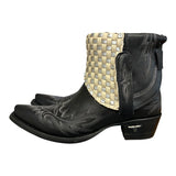 7.5 Embroidered Black & Metallic Woven Leather Canty Boots®