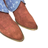 10 Deep Red Rough Out & Designer Denim Canty Boots®