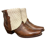 9.5 Brown & Beige Woven Leather Canty Boots®