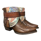 9 Brown & Butterfly Printed Hair-on Hide Canty Boots®