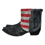 8.5 Embroidered Black & American Flag Crystals Canty Boots®
