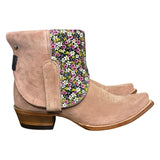 9 Pink Rough Out & Floral Printed Leather Canty Boots®