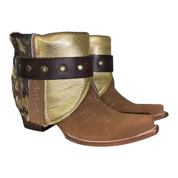 8 Tan Rough Out & Metallic Gold Canty Boots®