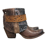 8 Brown & Metallic Floral Leather Canty Boots®