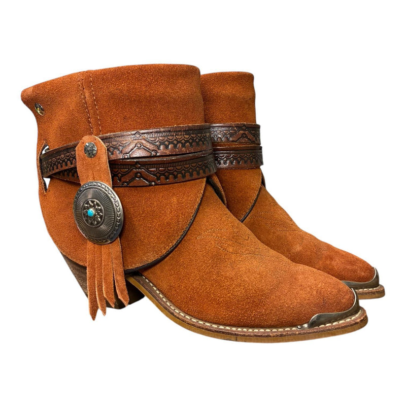 6.5 Orange Rough Out & Silver Concho Canty Boots®