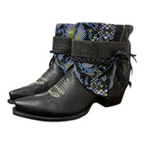 8 Black & Printed Exotic Leather Canty Boots® with Concho