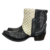 7 Embroidered Black & Metallic Woven Leather Canty Boots®