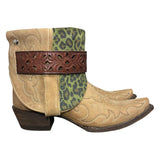 7.5 Embroidered Tan & Green Leopard Canty Boots®